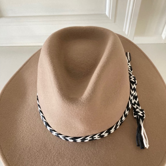 NWT Free People x Mossant Wild Heart Braided Trim Felt Hat In Taupe